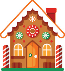 Festive and Colorful Gingerbread House with Candy Canes and Sweet Decoration