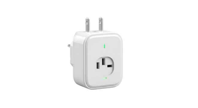 Smart plug adapter device for home automation isolated PNG with Transparent Background - Powered by Adobe