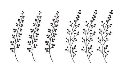 Obraz premium Cocktail & Mimosa Flower Icons | Champagne Glass, Drinks, Floral Decoration & Celebration Symbols