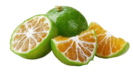 Calamansi segment background isolated on a Transparent background, PNG file.