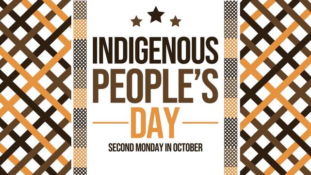Indigenous People's Day background design in traditional shapes and color with typography, 4k animation. Second Monday in October
