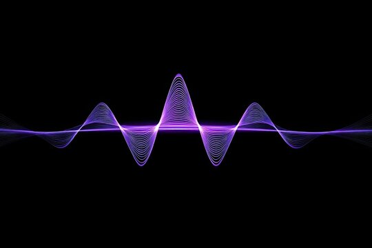 Purple sound wave pattern against black backdrop, representing frequency