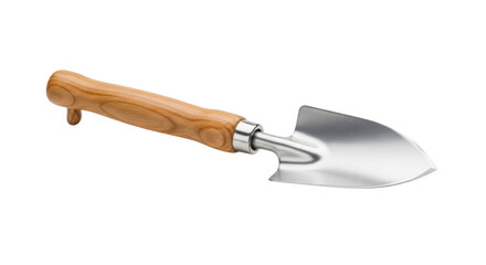 Gardening trowel with wooden handle isolated PNG with Transparent Background
