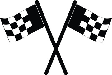 Two checkered flags crossed representing the end of a car race