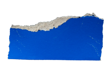 Blue torn paper piece on transparent background. Png paper tear