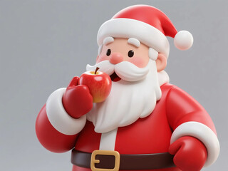 santa claus with apple in hand
