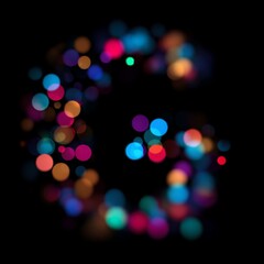 Letter G Vibrant Colorful Holiday Bokeh Letter Overlays Collection with Bright Confetti and Glittering Lights for Festive Seasonal Designs and Celebrations