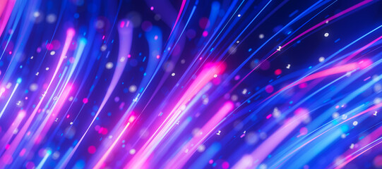 Closeup of bigdata light speed flow. Abstract digital data stream of quantum computing. Cyberspace of qubit trail waves. Modern tech information transmission.