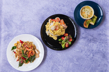 Creamy Omelette with Shrimp on Rice