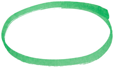 Obraz premium Hand drawn green marker circle sketch, abstract ink oval stroke for highlight, emphasis, underline, business note, doodle design, isolated simple round shape element on transparent background
