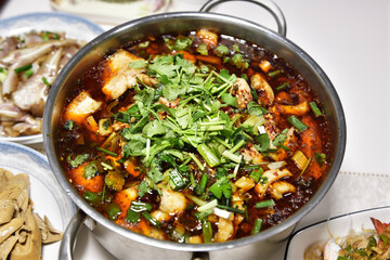 Chongqing, China: A typical hot pot meal enjoyed by ordinary citizens during the Spring Festival.