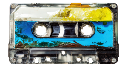 Cassette tape fragment background isolated on a Transparent background, PNG file.