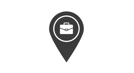 Dark Gray Map Pointer with Briefcase Icon Inside.