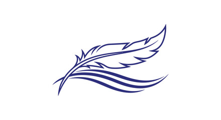 Editable vector find blue feather logo design vector illustration for writing and poetry inspiration and creative brand identity