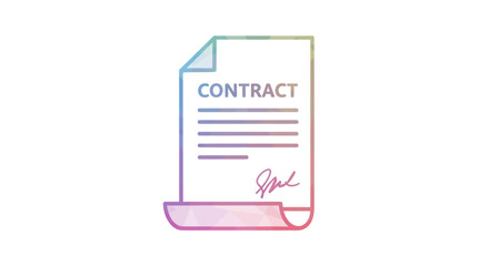 Colorful Contract Document with Signature and Text.