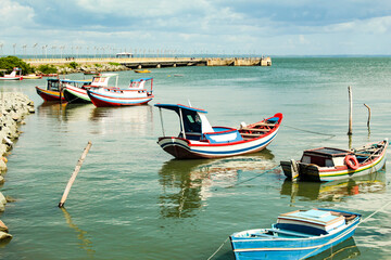 Obraz premium Some small fishing boats on the coast of the city of São José de Ribamar, state of Maranhão, northeastern Brazil