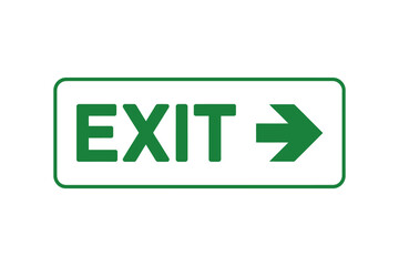 Bright Green Exit Sign with Arrow on White Background for Safety Guidance and Emergency Preparedness