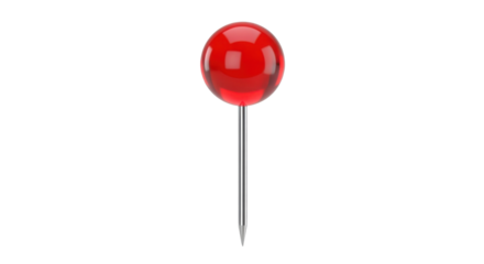 Red pin for maps or bulletin boards isolated PNG with Transparent Background