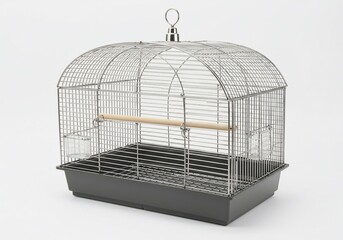 Empty Wire Bird Cage with Wood Perch