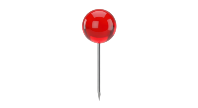 Red pin for maps or bulletin boards isolated PNG with Transparent Background