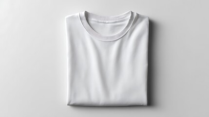 Plain White Folded T Shirt Mockup with Unique Neckline Design