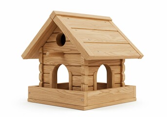 Wooden Bird House on White Background