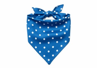 Blue Polka Dot Bandana Tied in a Bow Isolated