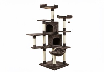 Modern Brown Cat Tree with Sisal Scratching Posts
