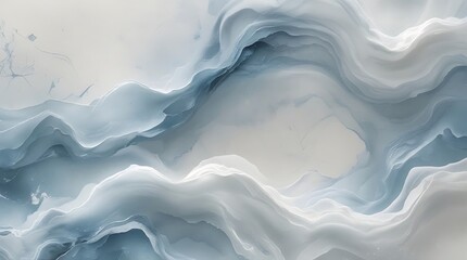 Obraz premium Abstract fluid art illustration with soft blue and white ink paint swirls