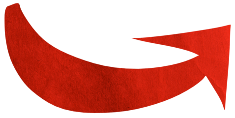 Red paper arrow sign on transparent background PNG