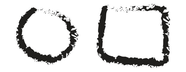Hand Drawn Circle and Square Grunge Brushstroke Frames