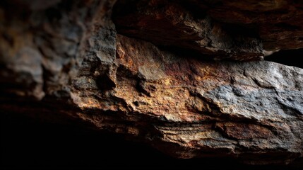 Close up view of textured rock surface with warm tones and natural lighting