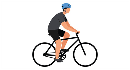 Naklejka premium Man riding a bicycle outdoors wearing a helmet