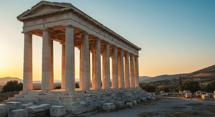 Ancient Greek Temple of Aphaia at sunset reflecting rich history and culture of the past