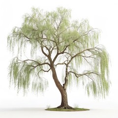 Obraz premium Weeping Willow Tree Graceful Branches and Textured Bark, Nature , Tree