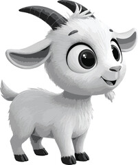 Obraz premium cartoon goat, Beautiful baby goat picture, color, big eyes, goat vector, cute goat vector,