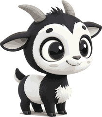 cartoon goat, Beautiful baby goat picture, color, big eyes, goat vector, cute goat vector,