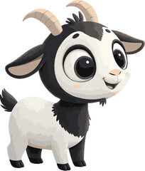 cartoon goat, Beautiful baby goat picture, color, big eyes, goat vector, cute goat vector,