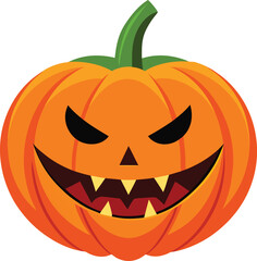 Naklejka premium Scary jack-o-lantern pumpkin vector, Halloween pumpkin with angry face