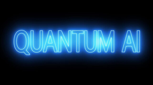 quantum ai text animation. Flickering neon glowing Quantum ai sign animated. Neon Glow Text Effect with Word QUANTUM AI