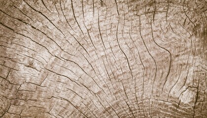 Fototapeta premium weathered tree trunk texture with radial growth rings and cracked wood grain forming natural abstract pattern ideal for rustic wallpaper or banner background with vintage tone