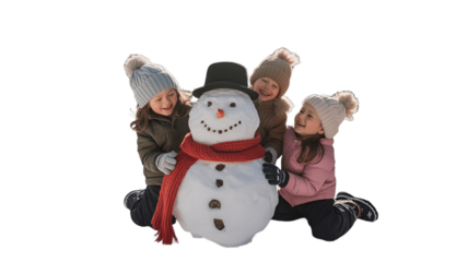 Joyful children gather around the snowman, embracing the magic of winter!