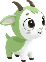 cartoon goat, Beautiful baby goat picture, color, big eyes, goat vector, cute goat vector,
