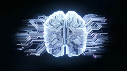 A glowing AI microprocessor with intricate neon blue and purple circuitry, representing the advanced computational core that drives modern artificial intelligence AI - Powered by Adobe