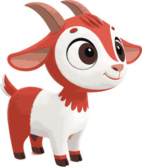 cartoon goat, Beautiful baby goat picture, color, big eyes, goat vector, cute goat vector,