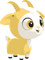 cartoon goat, Beautiful baby goat picture, color, big eyes, goat vector, cute goat vector,
