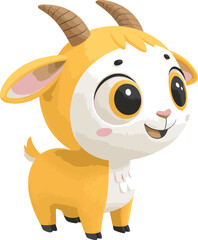 cartoon goat, Beautiful baby goat picture, color, big eyes, goat vector, cute goat vector,