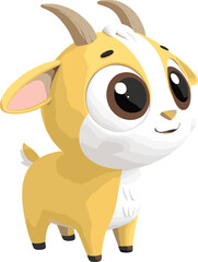 cartoon goat, Beautiful baby goat picture, color, big eyes, goat vector, cute goat vector,