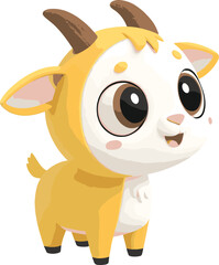 cartoon goat, Beautiful baby goat picture, color, big eyes, goat vector, cute goat vector,