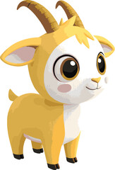 cartoon goat, Beautiful baby goat picture, color, big eyes, goat vector, cute goat vector,